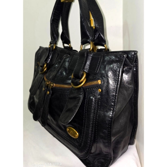 Chloé "Bay" Black Ink Patent Leather Satchel bag - Picture 4 of 8